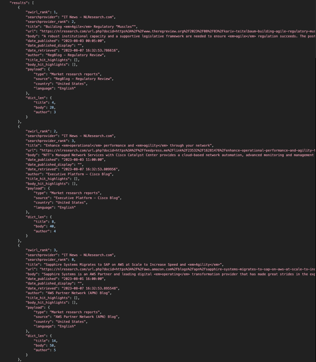 Swirl Results, Sort/Date, Relevancy Mixer